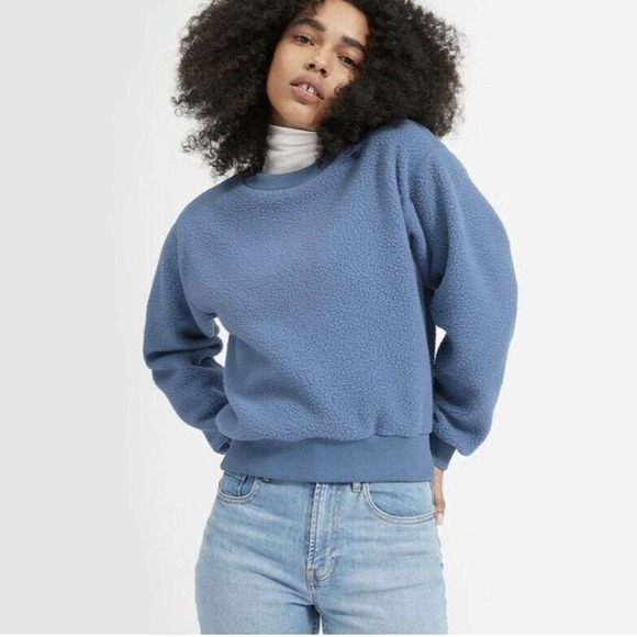 Everlane Tops - Everlane Blue Renew Fleece Crewneck Sweatshirt Size XS